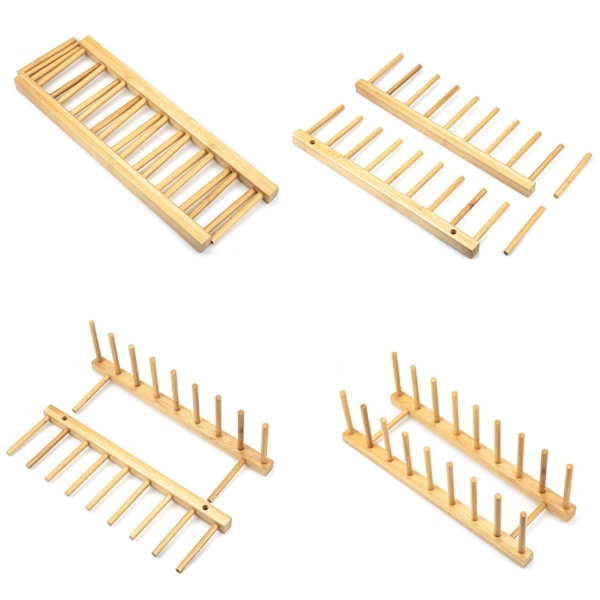 4-pack diskställ i bambu i trä - tallriksställ - Perfet