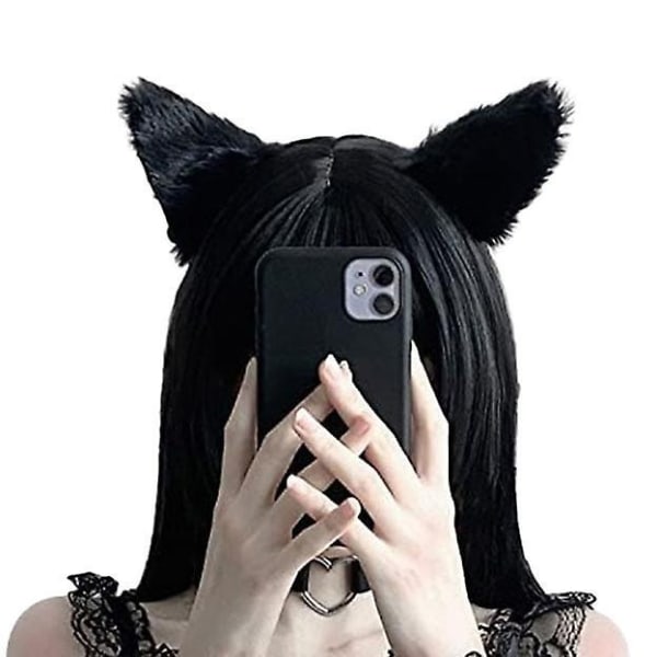 Kissan korvat ja ihmissusieläimen hännän cosplay-asu - täydellinen black 50cm