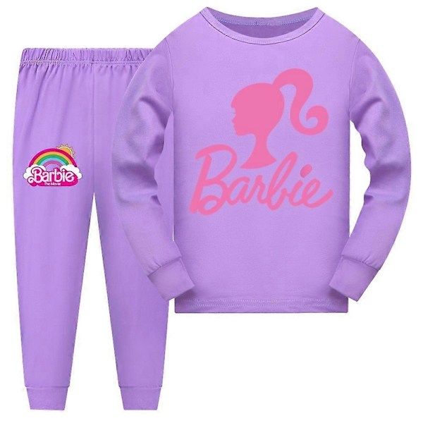 Barnkläder för flickor 7-14 år - Barbie Pyjamas Set med Långärmad Tröja och Byxor - Perfekt för Sovkläder Purple 9-10 Years