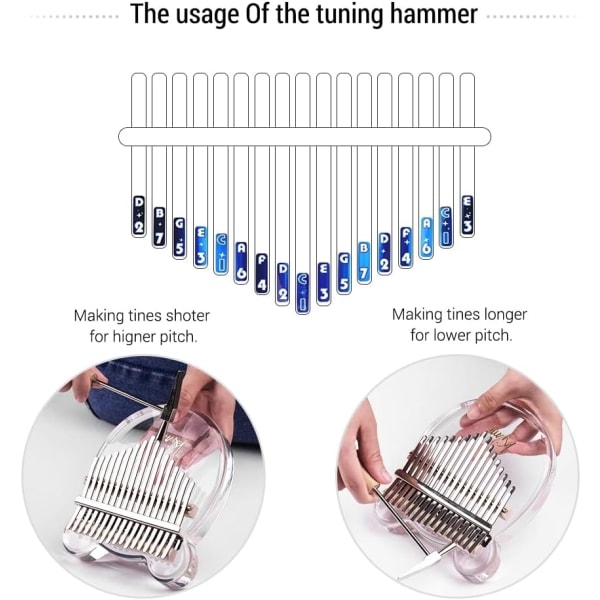 17 nycklar Akryl tumpiano Portabel tumpiano present till Kalimba älskare och nybörjare Transparent söt katt - Perfet