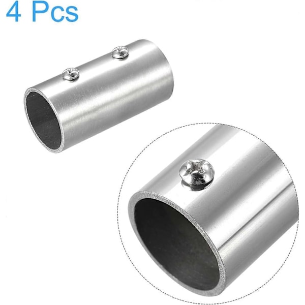 4 stk. Rett Rørkobling, 2-veis Håndlistkobling i Rustfritt Stål, 60mm Lengde, for 1 (25mm) OD Rør for Rekkverk - Perfekt