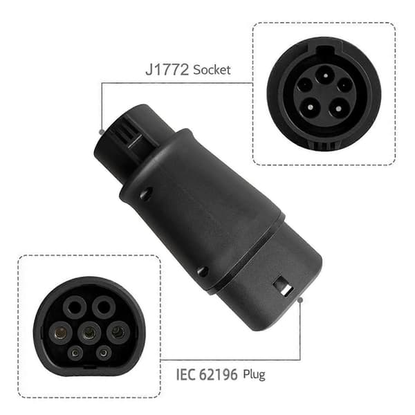 EVSE J1772 Adapter Type 1 til Type 2 Socket Elektrisk Bil Laderkontakt IEC 62196 Adapter-Perfet