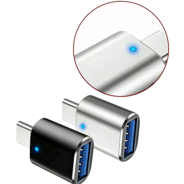 LED USB-C 3.1 Hane till USBA Hona Adapter Konverter OTG Typ C Android Mobiltelefon-Perfekt Black 1pcs