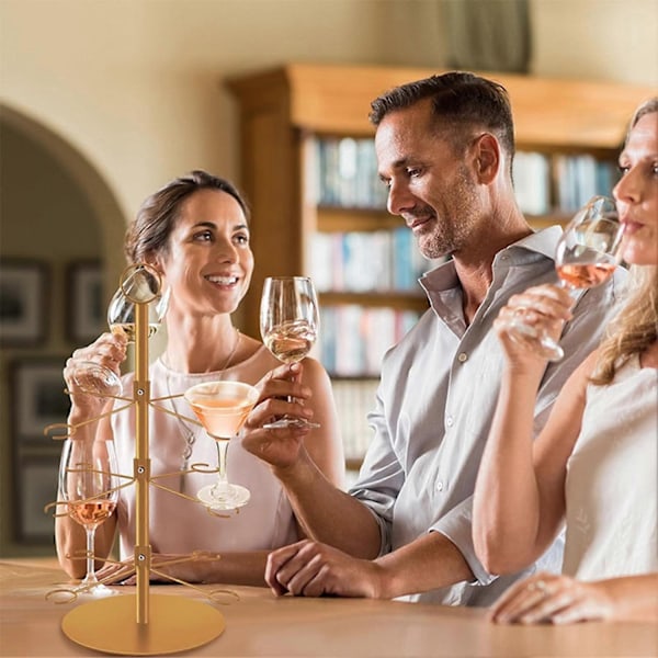 Metallisk Champagnetorn 3-vånings Vin Glas Display Stativ för Fest, Rymmer 12 Vinglas, Stabil Design för att Förhindra Spill, Cocktailträd Stativ - Perfekt Gold
