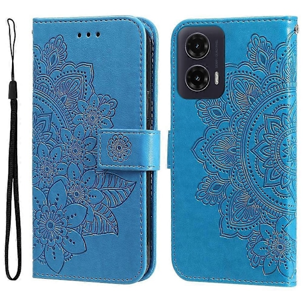Sju-blommiga präglade läderfodral för telefon - Perfet Compatible with MotorolaMoto G35