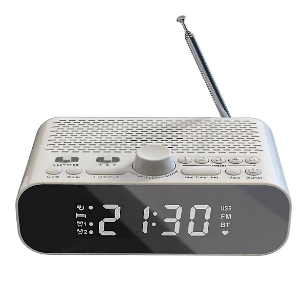 Fm-klockradio med Bluetooth streaming Spela LED-skärm väckarklocka 1500 mah Hi-Fi-högtalare med Woo-Perfet