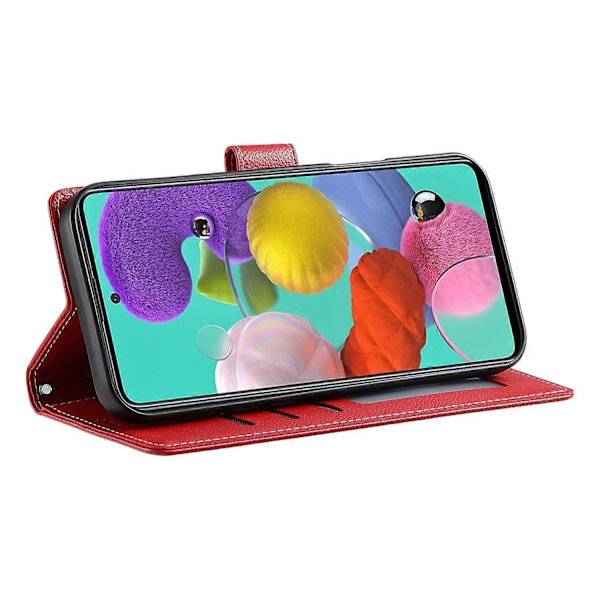 Kompatibel med Samsung Galaxy A24 4G (162,1 x 77,6 x 8,3 mm) Læder Etui med Lås, Wallet Stand og Telefon Cover - Perfekt Red