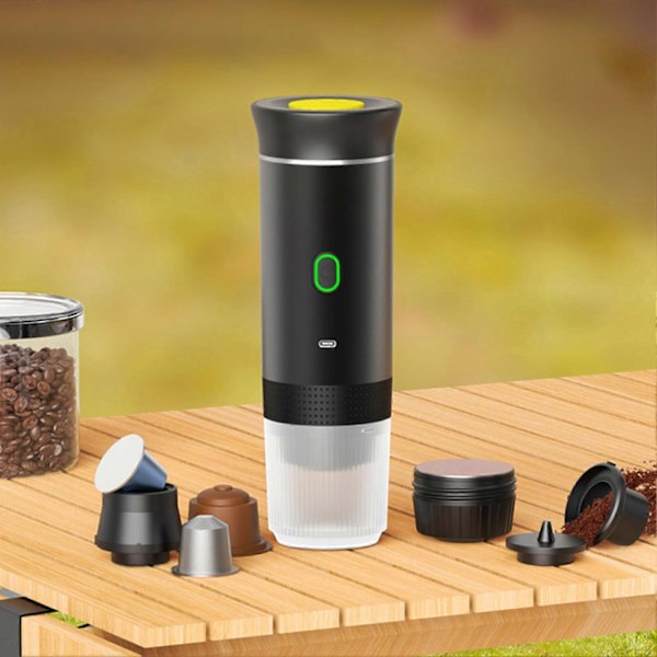 Bærbar espressomaskin Vaskbar USB-oppladbar kaffemaskin Egnet for innendørs og utendørs - Perfekt Metal Gray