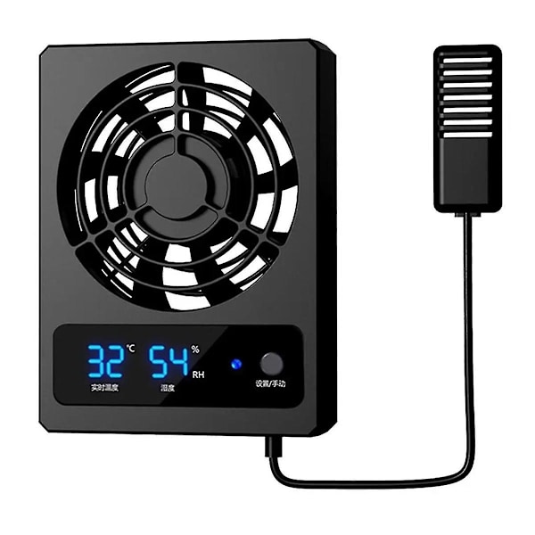 Smart Køleventilator til Reptil-Terrarium med LED-Display, Stærk Vind Ventilation, Lav Støj Køleventilator (grader Celsius) - Perfekt