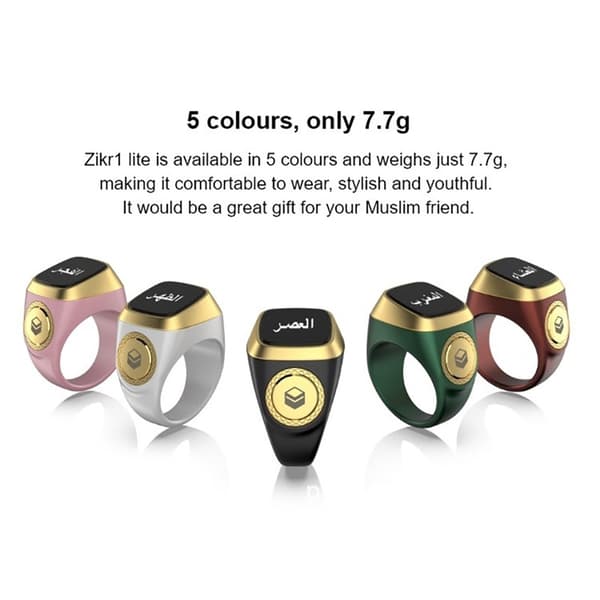 Smart Tasbih Räknare Ring för Muslimer Zikr Digital Tasbee - Perfet White