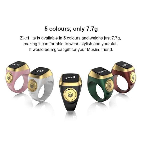 Smart Tasbih Tally Counter Ring til muslimer Zikr Digital Tasbee - Perfet White