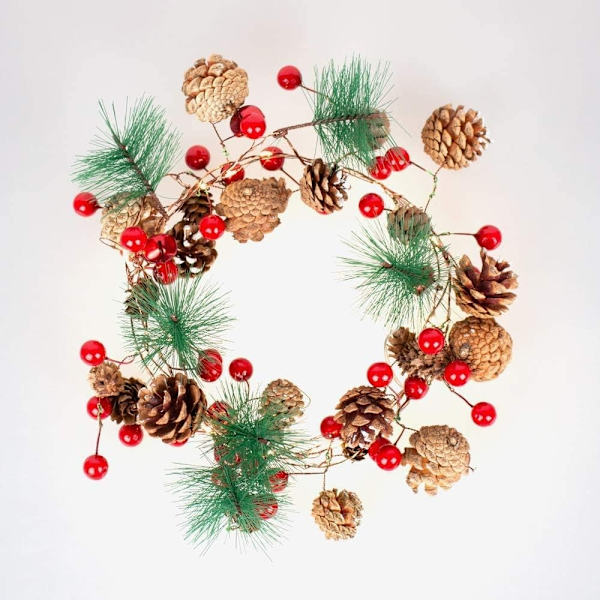 Christmas Pine Cones String Lights Garland Lights 6.5FT 20LEDs, Garland Wreath LED Fairy Lights med röd bärklocka för - Perfet