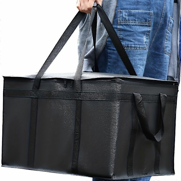 Isolerade Matleveransväskor - Extra Stora, Hållbara, Håller Maten Varmt och Färskt - Perfekt Black Cloth Red Edge