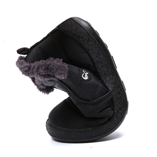 unisex vattentät vinter snö ankelstövlar Pälsfodrad Slip On - Perfet Black,46