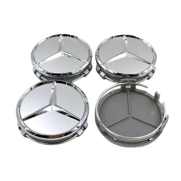 4-deliga Bilhjulsöverdrag - Benz Logotyp 75mm Hjul - Centrala Hjulsöverdrag Fälg Logotyp 3 Hörn Fälg Emblem - Perfekt black