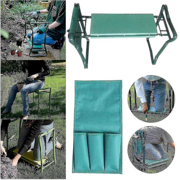 Bærbare håndtak sammenleggbare knelestol Utendørs hage piknik BBQ Knepute krakk Myk benk - Perfet chair package