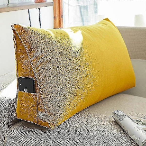 Kolmionmuotoinen sängyn kiilatyyny, selkätuki selkänoja lukutyyny - Täydellinen Yellow 90*35*20cm