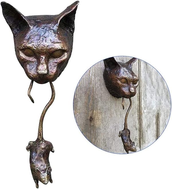 Katt och mus väggskulptur dörrknackare ytterdörrknackare - Perfekt