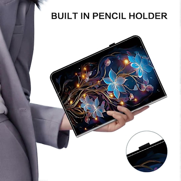 Læder Etui Kompatibelt med iPad Air 11 (2025) (2024) Air (2022) (2020) Pro 11 (2022) Mønsterprintet Tablet Co-Perfet Small Lantern Flower