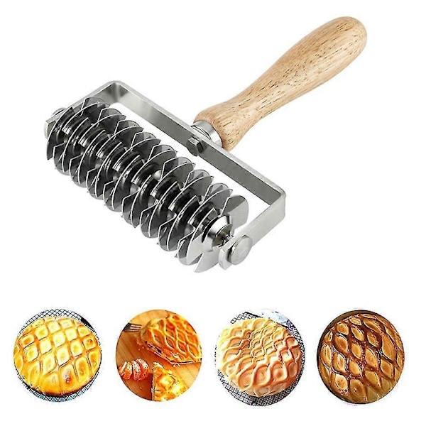 2024 Ny Rustfri Stål Dejgitter Top Cookie Pie Pizza Brød Pastry Crust Roller Cutter - Perfekt