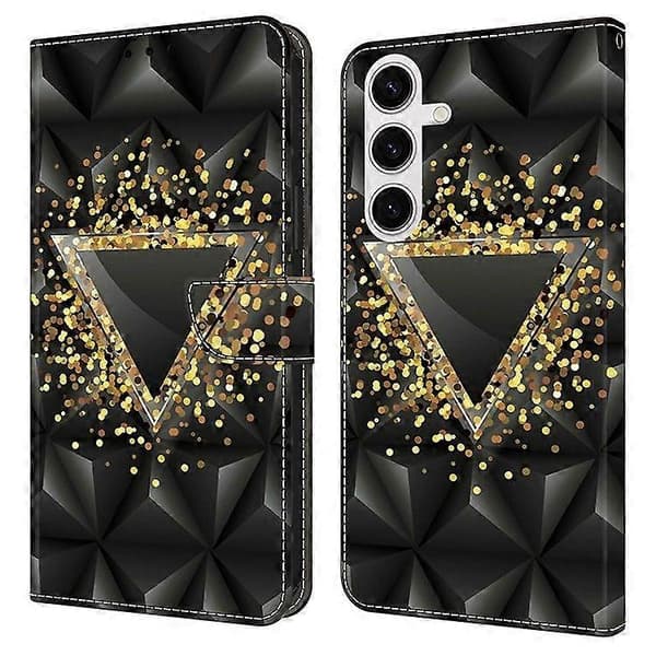 Telefonfodral för Samsung Galaxy S25, PU Läder Plånboksfodral med Ställ-Perfekt Rhombus