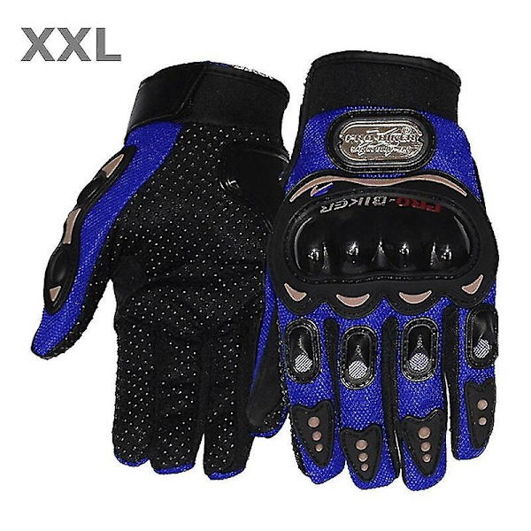Motorcykel skyddsutrustning set hjälm full body rustning väst knäskydd armbågsskydd full finger handskar skydd-perfekt Blue Gloves XXL