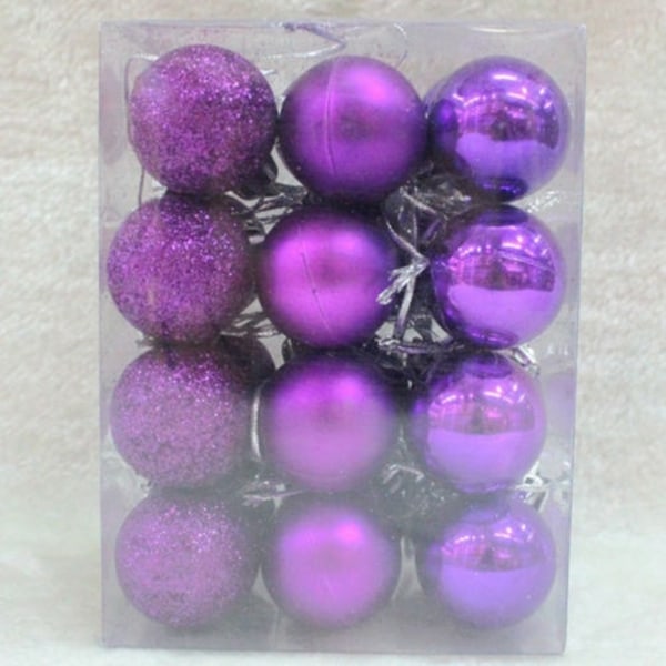 24 kpl joulukuusipallon ripustuskoristeita Kodin juhlasisustus Purple 24pcs
