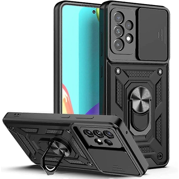 Armor Støtsikker Magnetisk Ring Stativ Holder Deksel for Samsung Galaxy S24 S23 S22 S21 Ultra S24 Plus S20FE Note 20 10 Linsebeskyttelse - Perfekt Black For Galaxy S10 Plus
