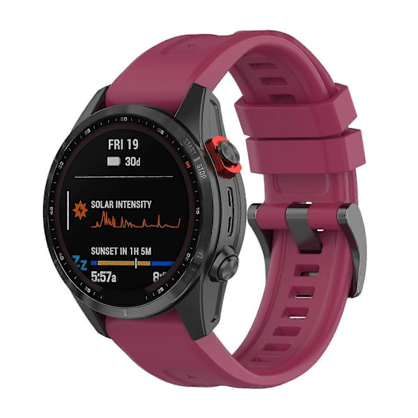 Silikonarmband 26mm för Garmin Fenix 7x/6x/5x Klocka Rem Loop Armband - Perfekt Wine red