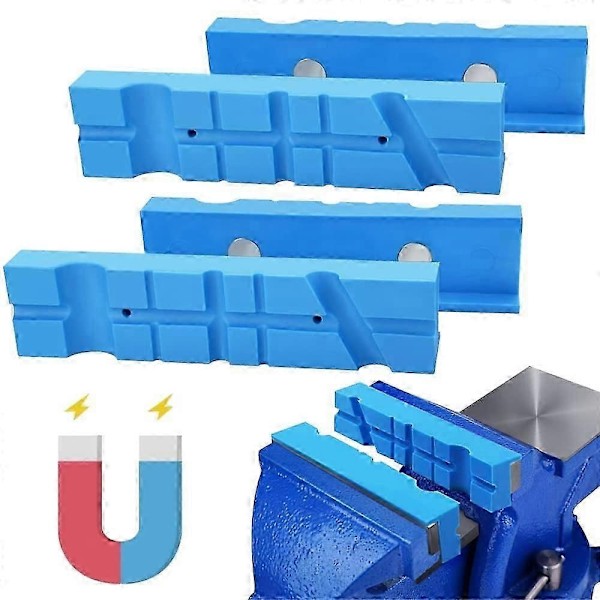 2 ST Magnetiska Skruvstyckesskydd TPU Mjuka Skruvstyckesbackar Blå Magnetiska Skruvstyckesbackskydd (14 * 3.6 * 3.2cm)-Perfekt