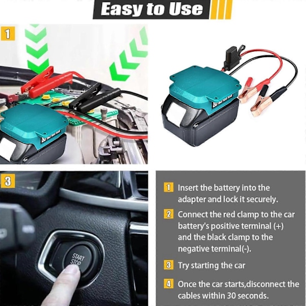 Bærbar Bil Nødstartsett Egnet Kompatibel med Batteri med Flere Beskyttelser LED-Skjerm Lett å Bære - Perfekt For Makita Battery