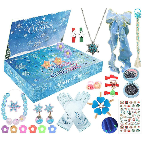 Joulun adventtikalenteri 2023 Frozen Theme Tyttöjen Asusteet Lelut 24 Päivän Joulukalenteri Sokealaatikko Lasten Tytöille Lahja