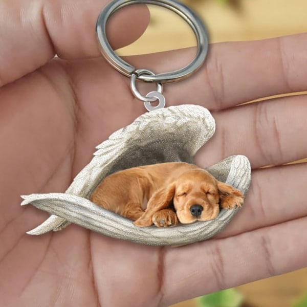 akryl hund sovande ängel hänge hund korg nyckelringar - Perfet E