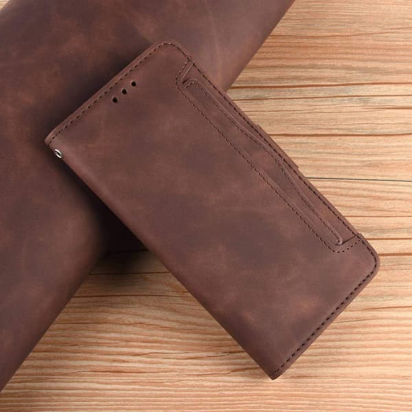 Skin Feel Läderfodral Kompatibelt med Samsung Galaxy A35 5G-Perfet Brown