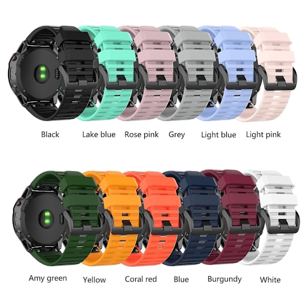 26mm Silikon Sports Rem for Garmin Fenix 6x Pro-Perfet Burgundy