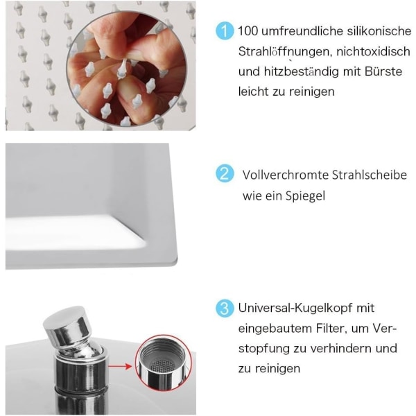 10 tommers regndusj Firkantet innebygde dusjhoder i rustfritt stål