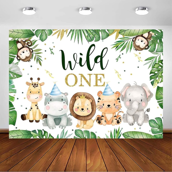 Wild One Safari 1. Syntymäpäivä Tausta pojille Juhlakoristeet Valokuvaus Tausta Söpö Jungle Safari Animal 1. Syntymäpäivä - Perfet