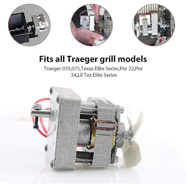 Skruvmatarmotor Kompatibel med Traeger Grillmodeller, Pit Boss Träpelletsgrillar, Skruvmatardrivmotor Kit Grill Reservdelar - Perfet