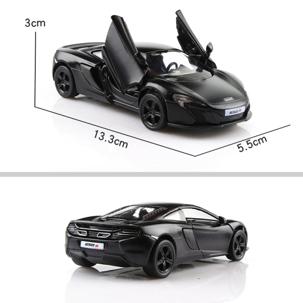 Sports Car Collection Modelgaver til børn Mat Sort Farve Series RMZ city 1/36 Aloy Diecasts Legetøjskøretøjer TOYOTA McLaren - Perfet McLaren 650S