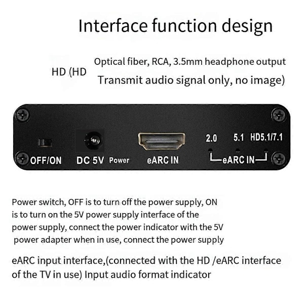 HDMI-kompatibel med EARC ARC Audio Extractor 192Khz Konverter - Perfekt