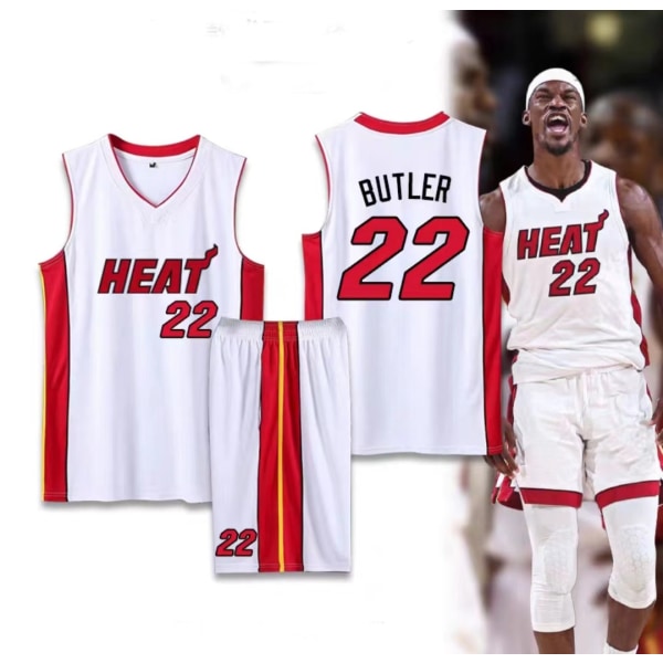 Baskettröjor Sportkläder Jimmy Butler Miami Heat Nr 22 Baskettröjor Vuxna Barn Fotbollströjor - Perfet Classic White children 26（140-150cm）