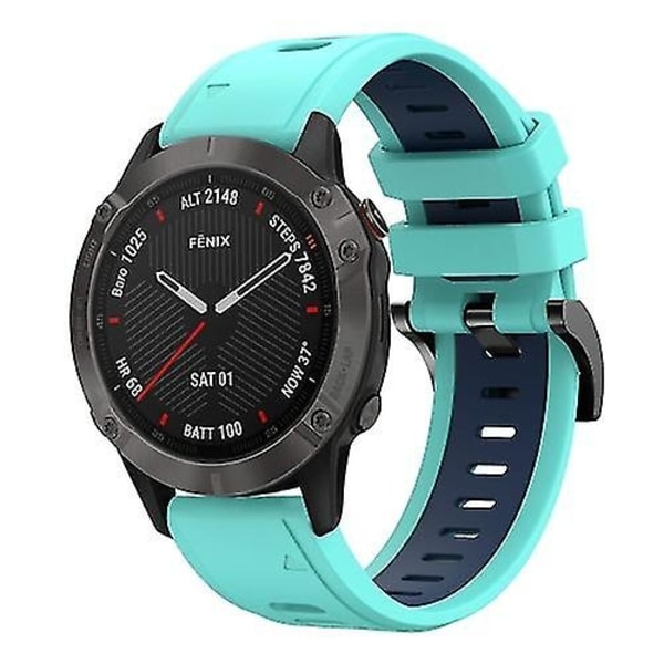 Garmin Fenix 6 Sapphire GPS 22mm Tvåfärgad Sportsilikon Armbandsur HIDI-Perfet Mint Green - Blue