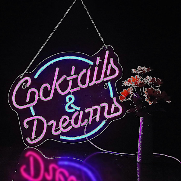 Cocktails and Dreams Neonljus för väggdekoration Neonljus LED med dimmerbrytare Neonljus Sovrum Bar Neonljus Hotell - Perfekt