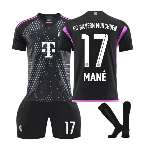 2324Bayern away sort fodboldtrøjeærme til voksne børn - Perfet NO.17with socks 20