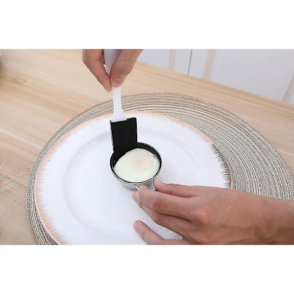 4 Kopper Æg-Pocherpande - Rustfrit Stål Pocheret Æg-Koger Induktion Kogeplade Æg-Pochere Køkkenudstyr Sæt med 4 Non-Stick Store Silikon Æg-Pocher Kopper