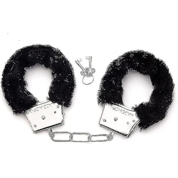 Metallhandbojor med 2 Nycklar för Cosplay Polis Rollspel Leksak-Perfekt Black