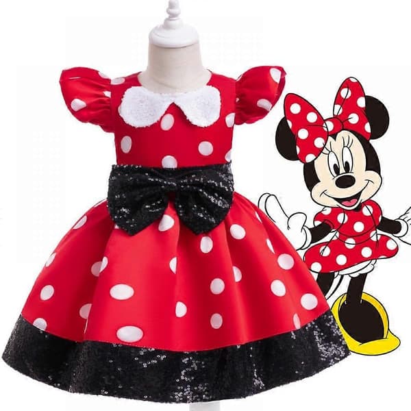 Minnie Prinsessklänning Flickor Kostymklänning Festklänning Klänning-Perfekt 130cm