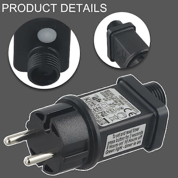 31V 6W Strömadapter, IP44, för julgransslingor [D] 0 0