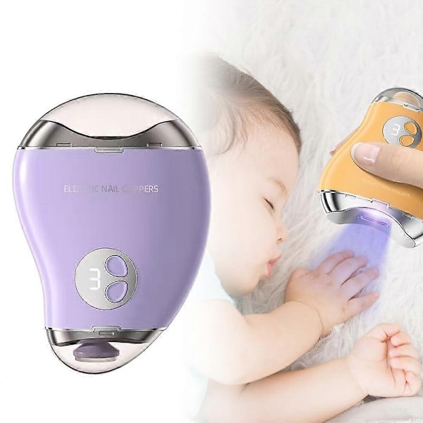 2-i-1 Elektrisk Nagelklippare med LED-Lampa - Automatisk Trimmer för tånaglar & Fingernaglar, 3 Lägen för Barn, Vuxna & Seniorer-Perfekt Violet