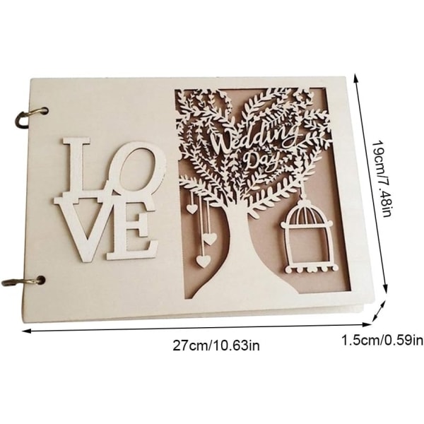 Rustikk gjestebok i tre til bryllup, forlovelser, scrapbooking - Perfet